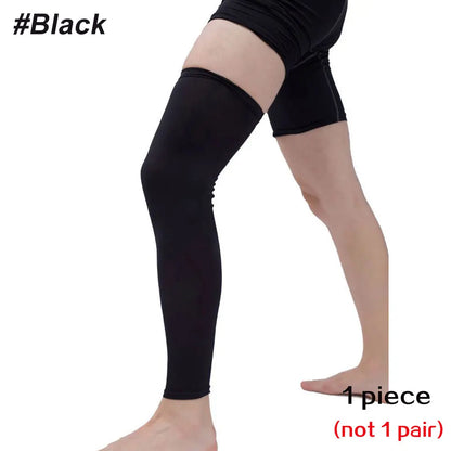Full Leg Compression Sleeve Sport Knee Sleeve with Anti-Slip Silicone Strips for Running, Basketball & Football Support Gear