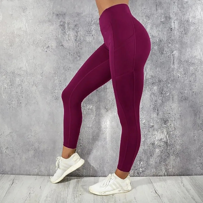 Yoga Fitness Women’s Leggings – High Waist, Butt-Lifting Tights with Pocket, Stretchy Gym Workout & Running Skinny Pants