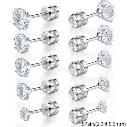 20G Titanium Stud Earrings – Hypoallergenic Tiny Cubic Zirconia Screw Back Cartilage & Tragus Piercing Jewelry