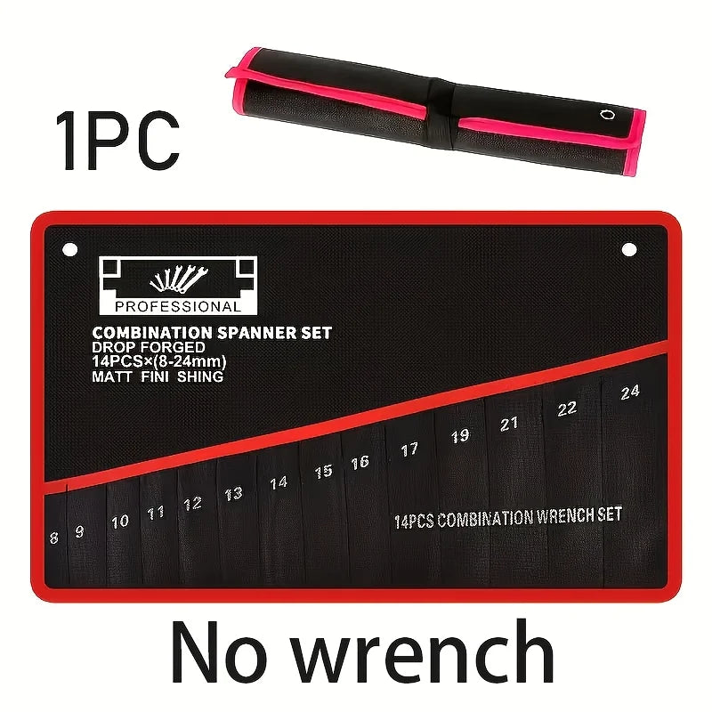 14-Pocket Tool Roll Organizer - Portable Wrench Storage Bag for Garage & Workshop