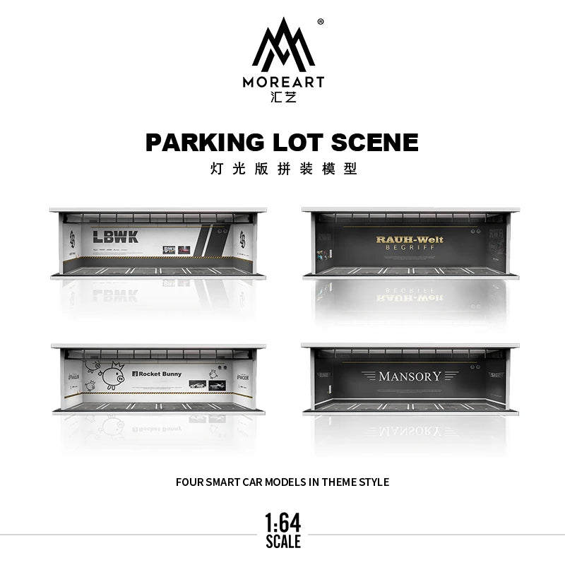 More Art 1:64 Diorama – 3D Car Assembly Lighting Model & Miniature Parking Lot Scene Props