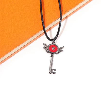 Hazbin Hotel Inspired Heart Portal Key Pendant Necklace – Cosplay Choker Jewelry Gift for Women & Men