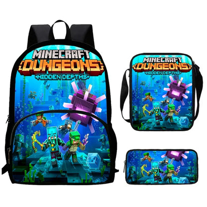 Mini-Craft Kids School Backpack Set — Front Pocket Backpack, Shoulder Bag & Pencil Case for Boys & Girls Ages 5-10