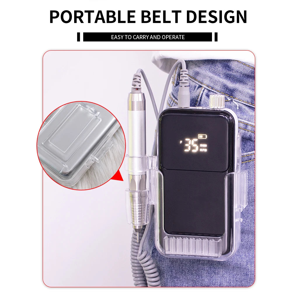 Professional Electric Nail Drill – 35000RPM Rechargeable Nail File for Gel Nails, Low Noise Sander, Nail Accessories