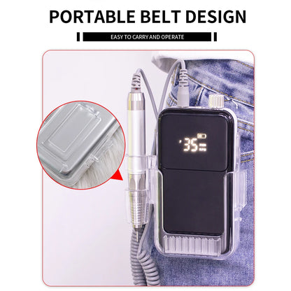 Professional Electric Nail Drill – 35000RPM Rechargeable Nail File for Gel Nails, Low Noise Sander, Nail Accessories