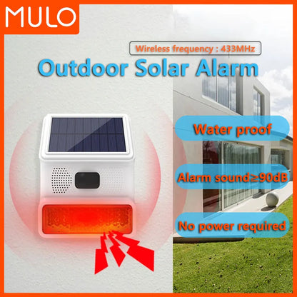 Upgraded Wireless Solar Outdoor Alarm – 433MHz Waterproof LED Flash Security for Home, Garage & Carport