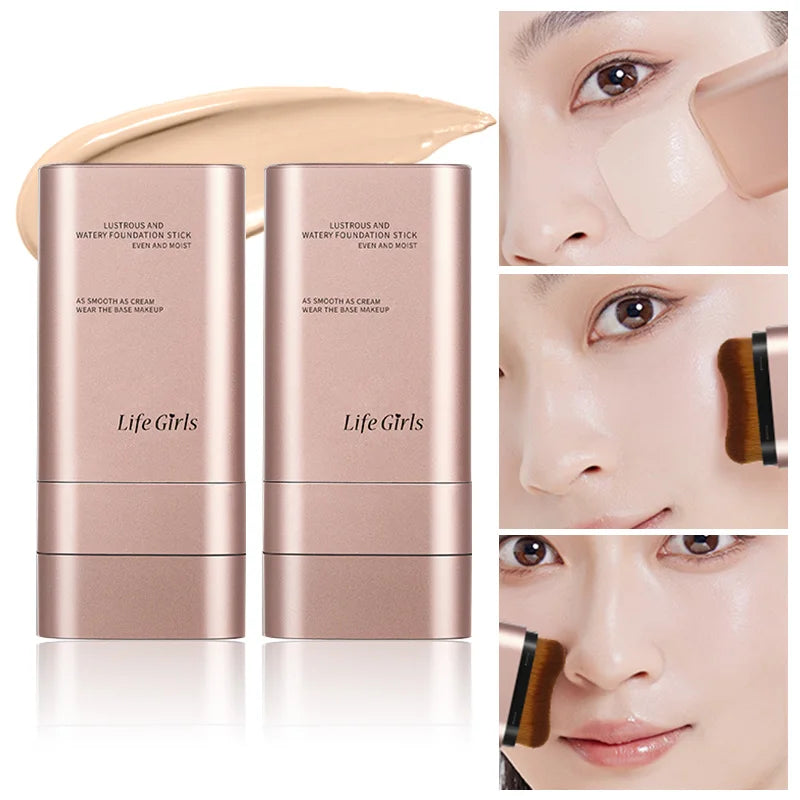 Clear & Moisturizing Double-Ended Foundation — Lightweight Hydrating Makeup with Natural Glow, Built-In Brush, Radiance & Waterproof Formula