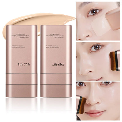 Clear & Moisturizing Double-Ended Foundation — Lightweight Hydrating Makeup with Natural Glow, Built-In Brush, Radiance & Waterproof Formula