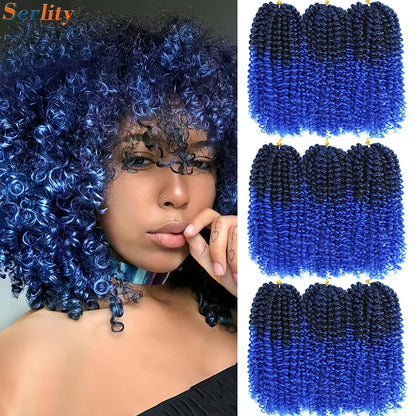 Kinky Curly Crochet Hair Extensions 8–12 Inch – Marlybob Jerry Curl Synthetic Afro Curly Hair, Short Passion Twist Braiding Crochet Hair for Women