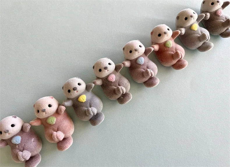Genuine YELL Gashapon Capsule Toy – Kawaii Flocking Otter Figures for Kids, Desk & Collectible Decor