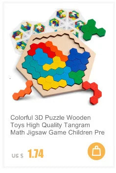 30PCS Montessori Wooden 3D Cartoon Animal Puzzle – Educational Jigsaw Board Game for Kids