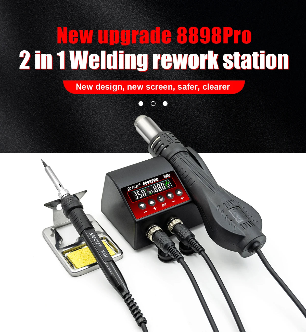 JCD 8898 2-in-1 Soldering Station 750W – Soldering Iron & Hot Air Gun for BGA SMD Phone Repair & Welding