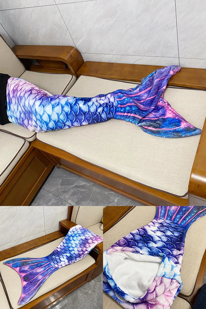 Mermaid Blanket Sleeping Bag — Anti-Kick Flannel Quilt with Soft Fabric, High Color Fastness, Fish Tail Design for Kids’ Birthday Gift