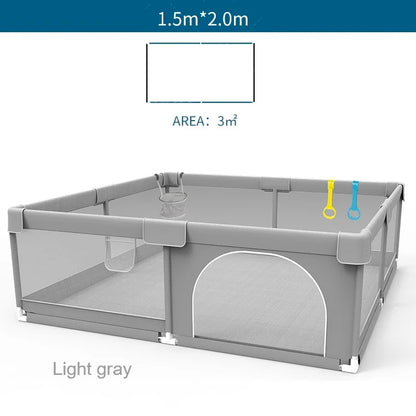 IMBABY Baby Playpen – Light Gray Corralito with Pull Ring, Child Safety Barrier Fence and Ball Box for Baby Playground