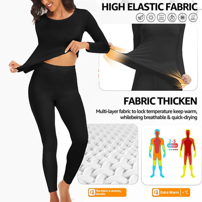 Winter Women's Thermal Underwear Set: Long-Sleeved Top and Trousers - Warm Lingerie 2-Piece Seamless Long Johns