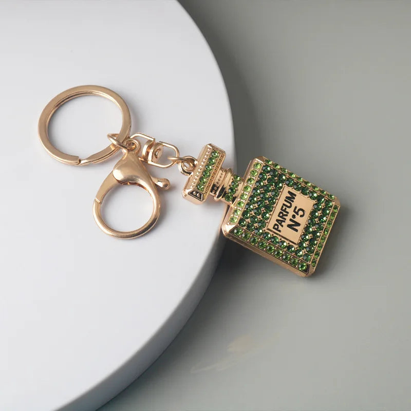 Creative Rhinestone Car & Bag Keychain — Full Diamond Perfume Bottle Pendant for Women’s Accessories
