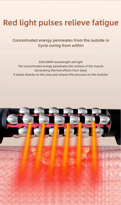 Red Light Heated Massage Device – 360 Rotating Muscle Relaxation Roller for Full Body & Anti-Cellulite Treatment