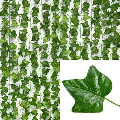 Artificial Ivy Garland - Silk Green Leaf Creeper Vine for Home Decor, Weddings & Hanging Decorations