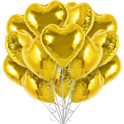18 Inch Red Heart Foil Balloons - Love Shape Aluminum Balloons for Wedding, Birthday & Home Party Decorations