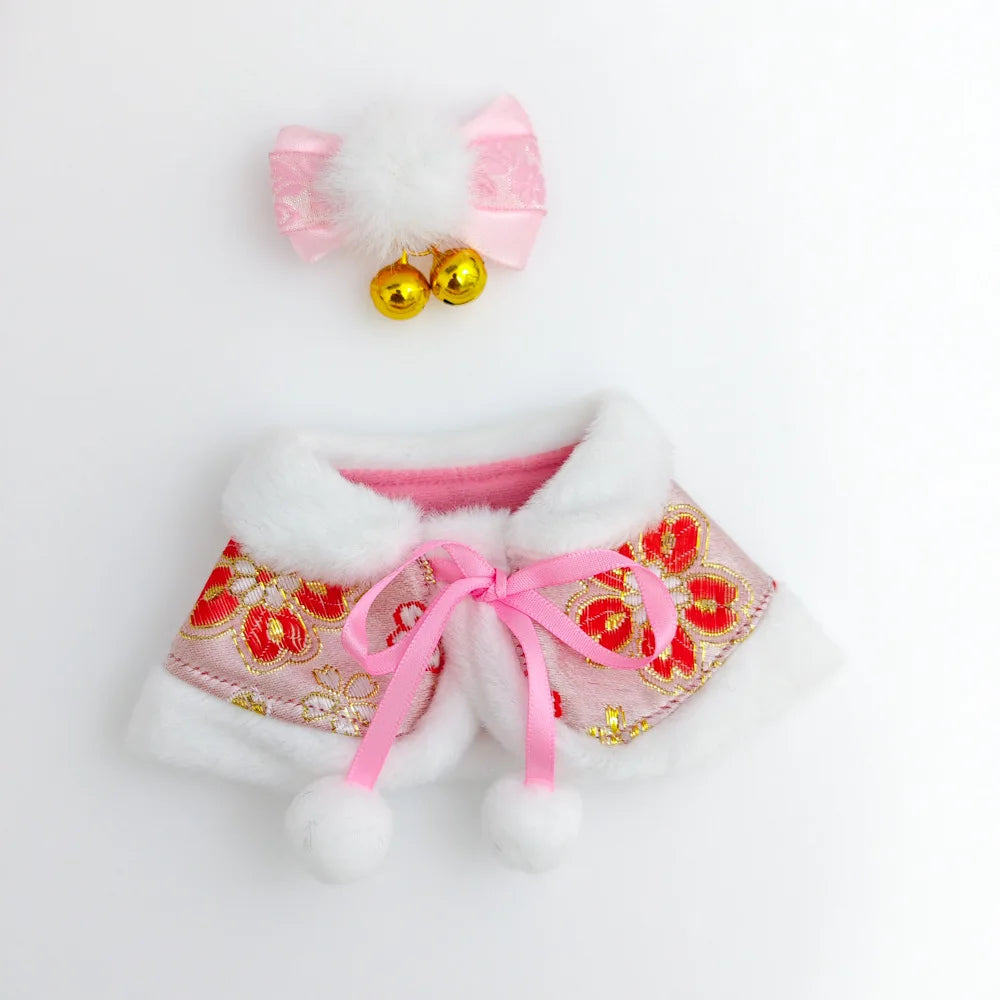 17cm Mini Plush Doll Clothes — Outfit Accessories for Labubu V1 & V2, Christmas Cookie Man Sweater Hat, New Year Gift