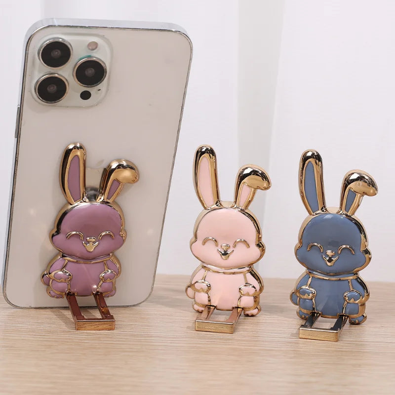 Universal Bunny Phone Ring Holder – 2-in-1 Foldable Cellphone Stand with Cute 3D Rabbit Finger Bracket