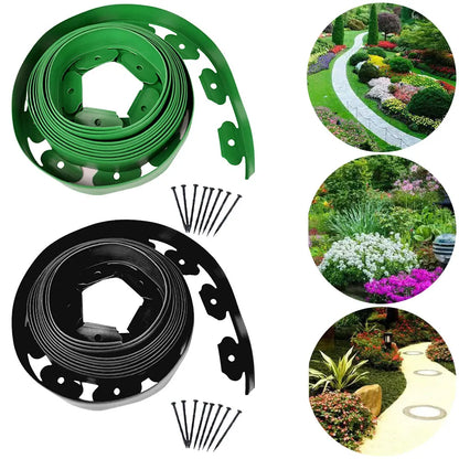 5M/10M Garden Lawn Edge Border Fence – Flexible Landscape Edging with 15 Spikes for Outdoor Garden Path & Lawn Decoration