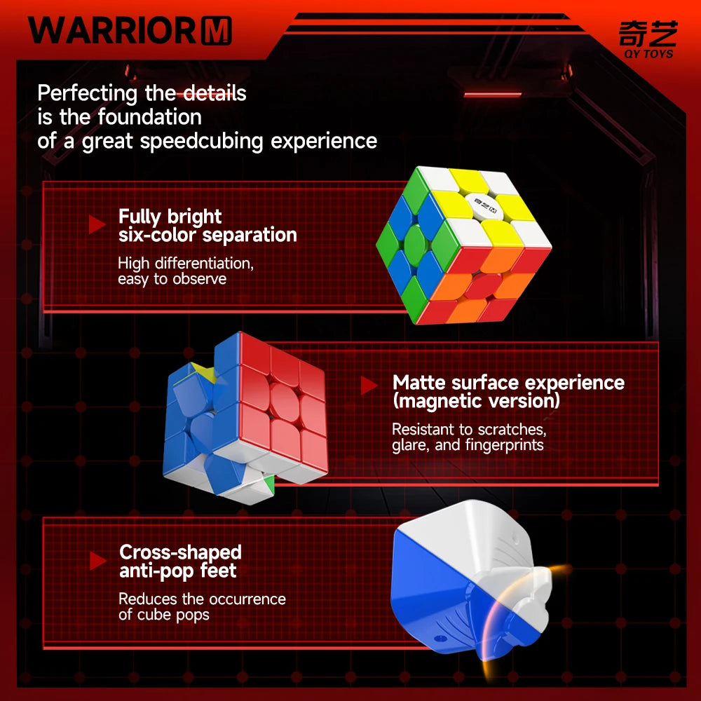 QiYi Warrior 3x3 Magnetic Magic Cube - UV-Coated Educational Speed Puzzle for Kids and Puzzle Enthusiasts
