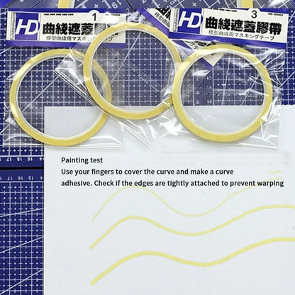 3PCS Model Curve Masking Tape – 1mm, 2mm, 3mm for Gundam DIY Painting & Spray Modeling, 15M Length