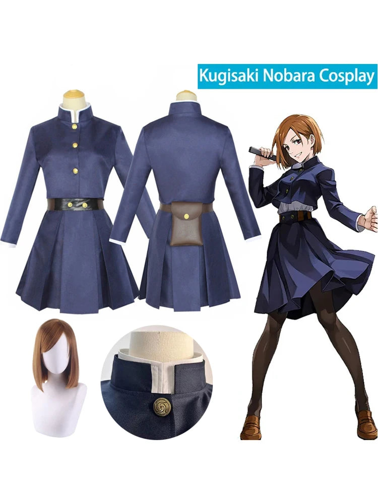 Anime Jujutsu Kaisen Cosplay Costume — Kugisaki Nobara Tattoo Girl’s Full Uniform Dress Set
