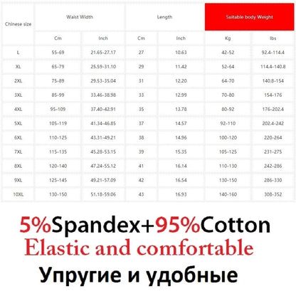100% Cotton Men's Boxer Briefs - 4PCS Loose Underwear, Plus Size 8XL-10XL Comfortable Shorts