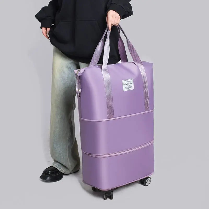 Oxford Cloth Large Travel Bag — Dry & Wet Separation, Detachable Universal Wheel Luggage