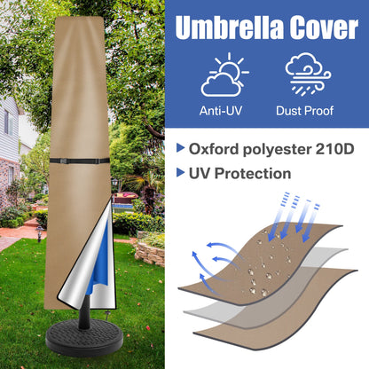 Waterproof Oxford Cloth Patio Umbrella Cover – UV Resistant, Windproof Outdoor Parasol Protector with Zipper & Pole for Garden Use