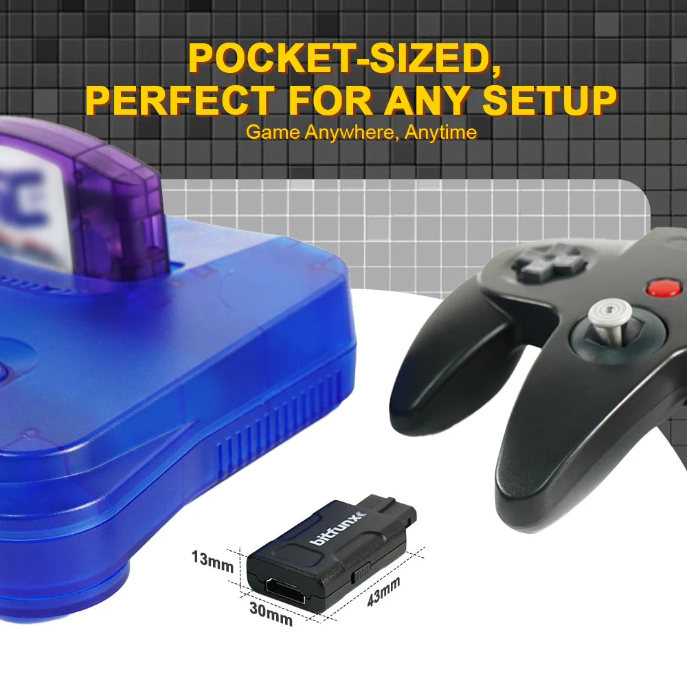 Bitfunx Mini HDMI Adapter 720P/1080P – Auto 4:3/16:9 S-Video & Composite Converter for N64, SNES, SFC, NGC Game Consoles