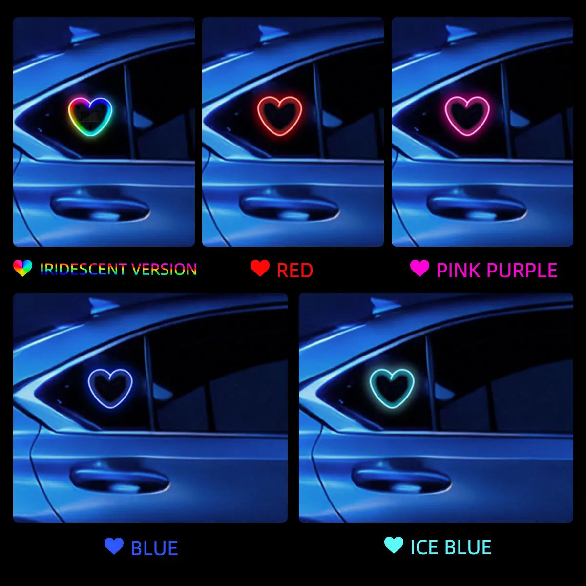 Heart-Shaped Solar Car Ambient Light - Dynamic Gradient RGB LED Interior Decoration Accessory