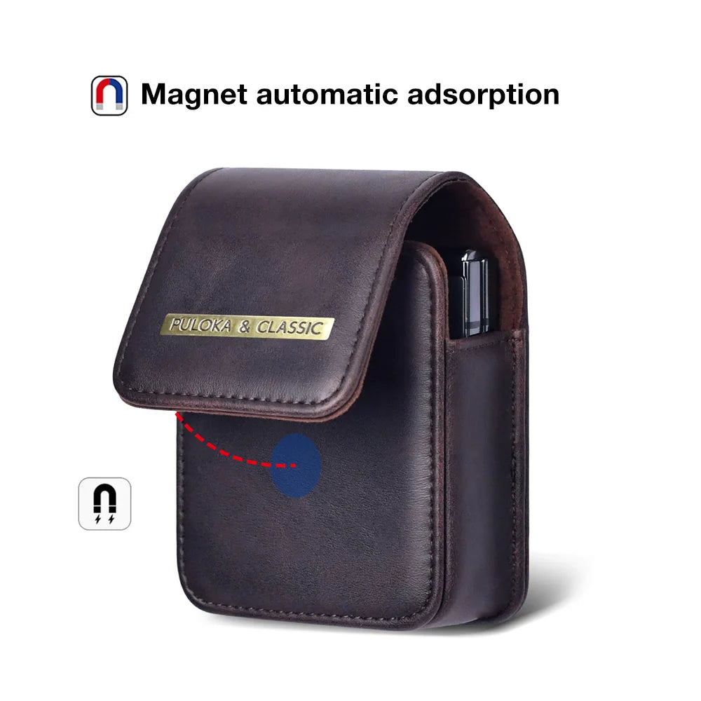 Premium Leather Samsung Galaxy Z Flip 5/4/3/5G Case - Magnetic Phone Bag with Fashion Holster, Luxury Waist Belt Pouch for Men