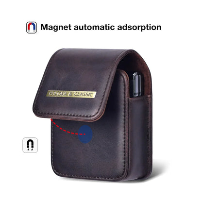 Premium Leather Samsung Galaxy Z Flip 5/4/3/5G Case - Magnetic Phone Bag with Fashion Holster, Luxury Waist Belt Pouch for Men
