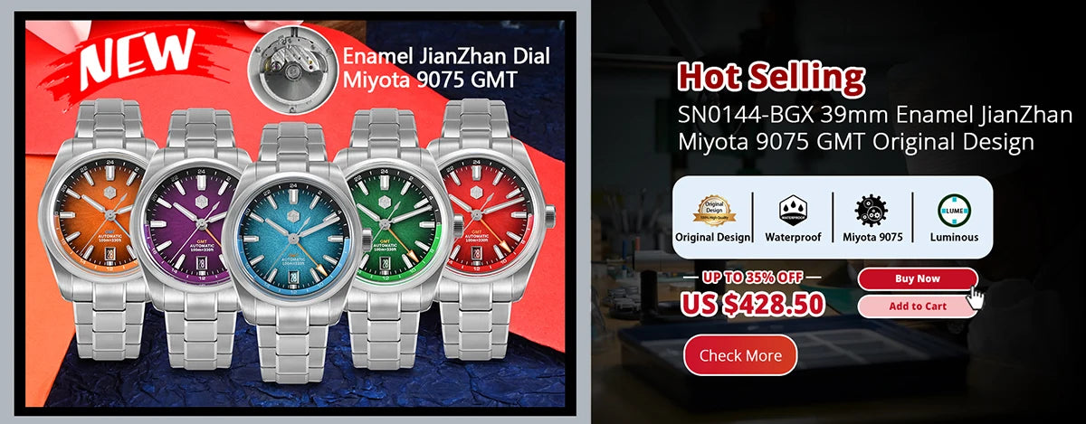 San Martin 39mm NH34 BB GMT Automatic Mechanical Sport Watch — Sapphire Luminous Waterproof 100m for Men Relogio SN0054