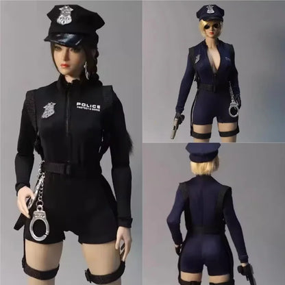 1/6 Scale Female Police Officer Outfit - Bodysuit Jumpsuit & Hat Accessories for 12" Action Figures