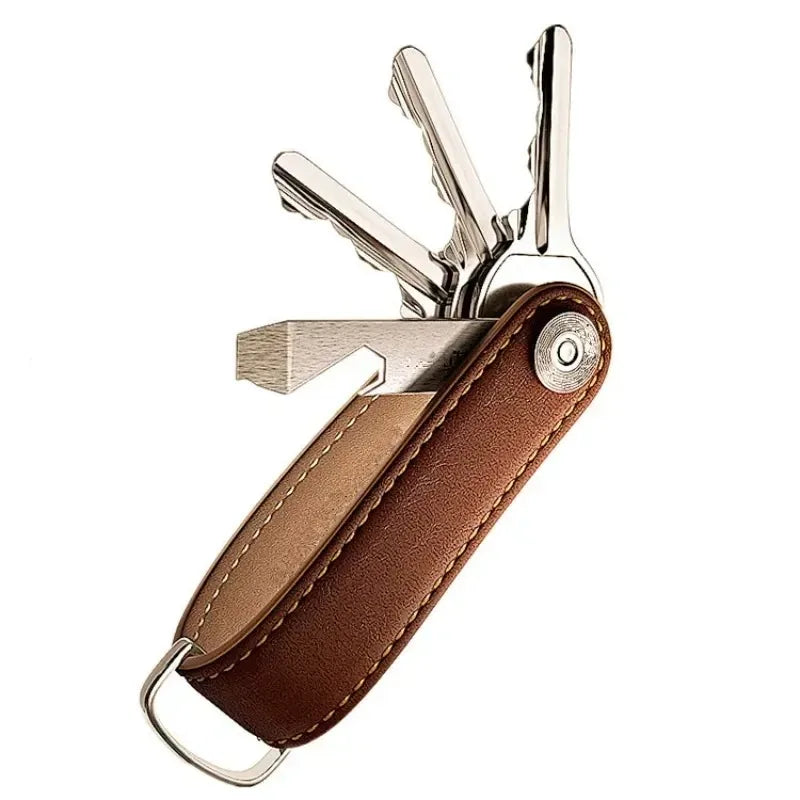 Creative Leather Keychain Wallet: Pocket-Sized Key Management and Storage Device - Car Key Bag with Chain Holder, Essential Key Wallet Collector