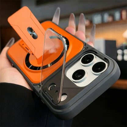 MagSafe Magnetic Armor Case - Foldable Stand & Camera Lens Protection for iPhone 11-17 Series