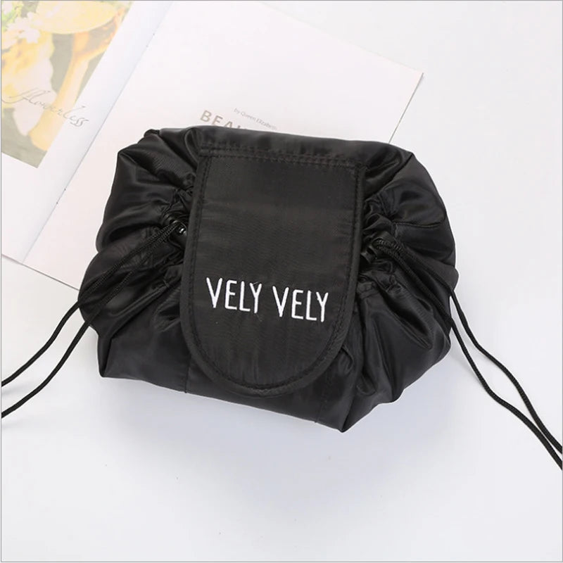 Women’s Drawstring Cosmetic Bag — Portable Waterproof Travel Makeup Organizer & Toiletry Beauty Pouch