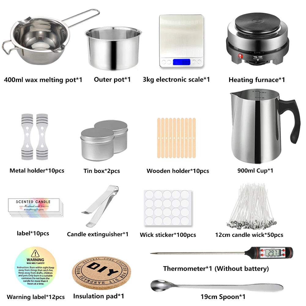 Candle Making Kit – Pouring Pot, DIY Supplies & Tools for Handmade Wax Candles, Includes Wax Melting Hot Plate