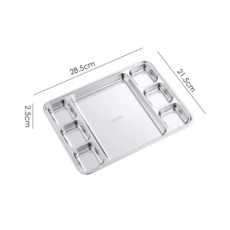 Gold Stainless Steel Divided Dining Plate – Compartment Food Serving Tray Kitchen Tableware