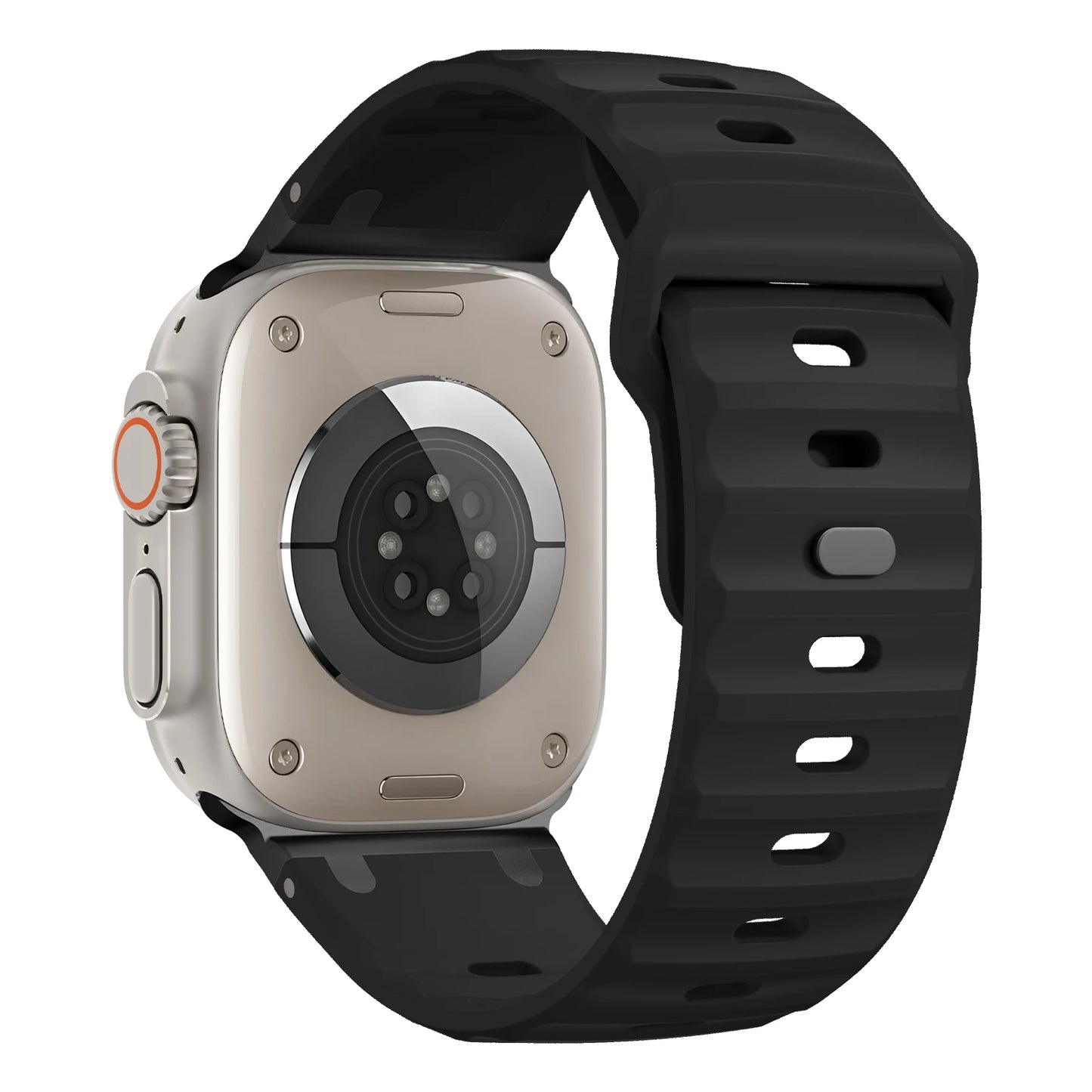 Sport Silicone & Stainless Steel Strap for Apple Watch — Fits Ultra 2 & Series 10/9/8/7/SE (44–49mm)