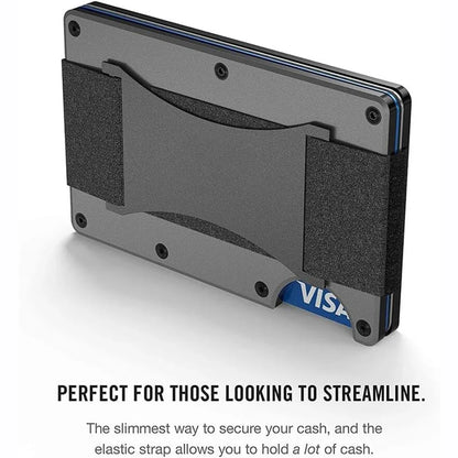 Forged Carbon Fiber Slim Smart Wallet for Men - Luxury Aluminum RFID Money Clip and Credit Card Holder