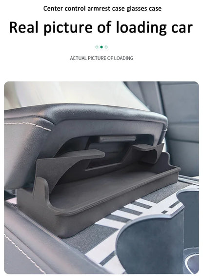 Central Armrest Storage Box for Tesla Model Y/3/3 Highland – Multi-Functional Glasses & Phone Organizer Case, 2024 Accessory
