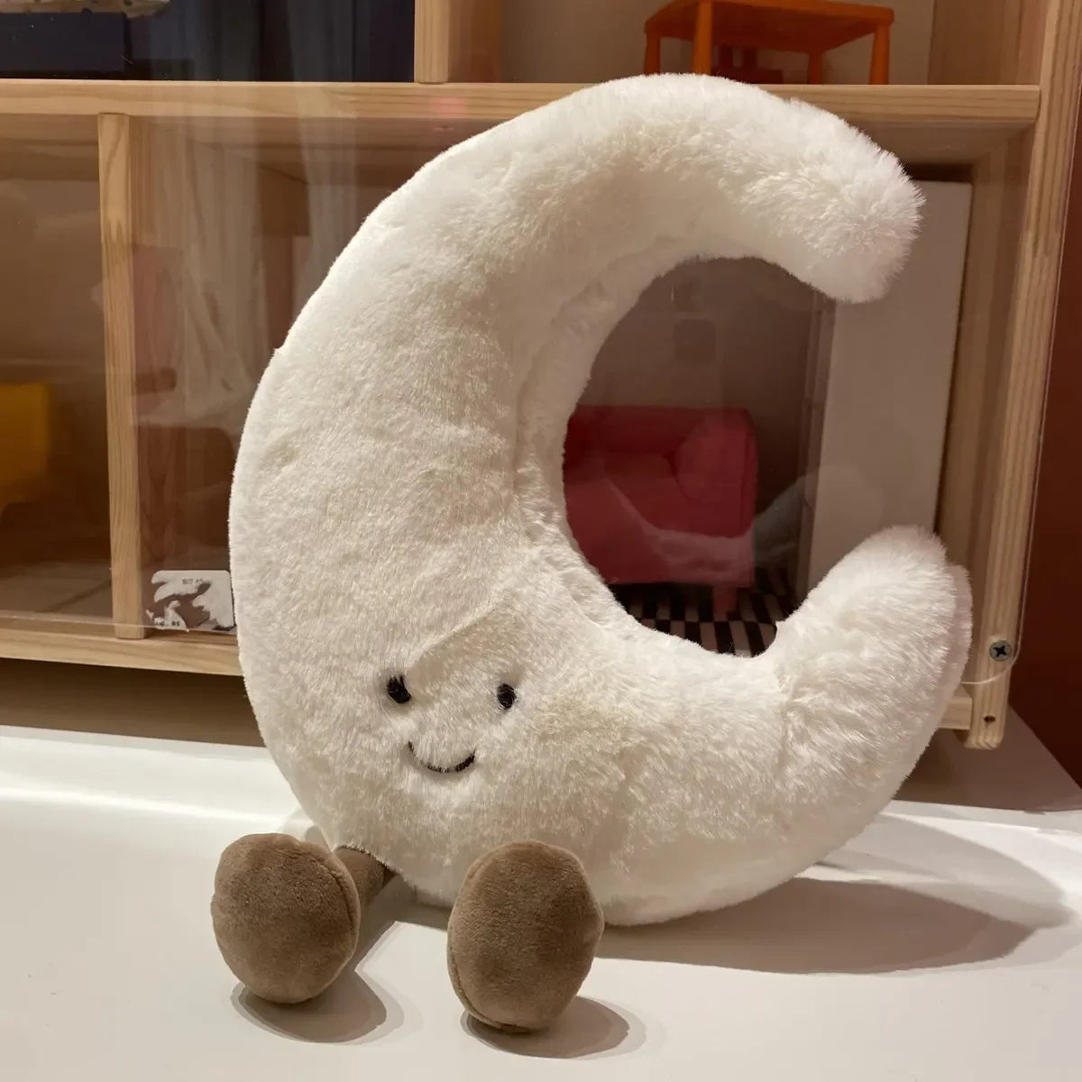 Smile Face Moon & Sun Plush Cushion – Cute Weather Stuffed Toy for Kid's Bedroom Decor & Sofa Throw Pillow
