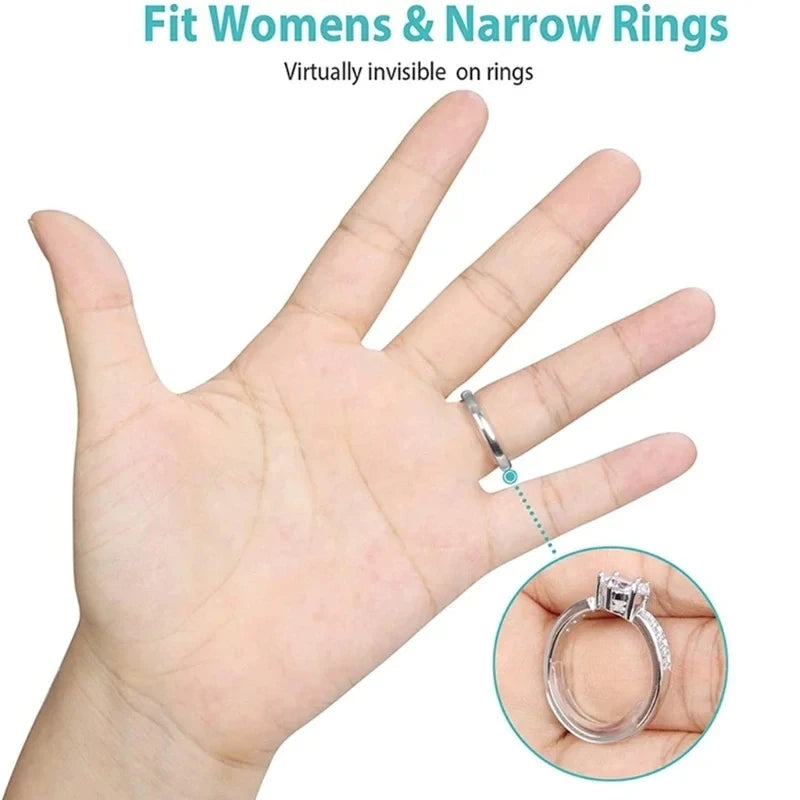 Silicone Invisible Ring Sizer Set – 8 Sizes Anti-Slip Ring Adjuster & Retainer for Loose & Large Rings Fit Fix Holder
