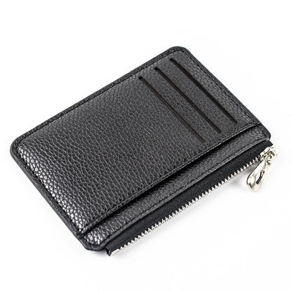 Mini Slim Zipper Card Wallet for Men — Portable Ultra-Thin Black Purse for ID, Bank & Credit Cards