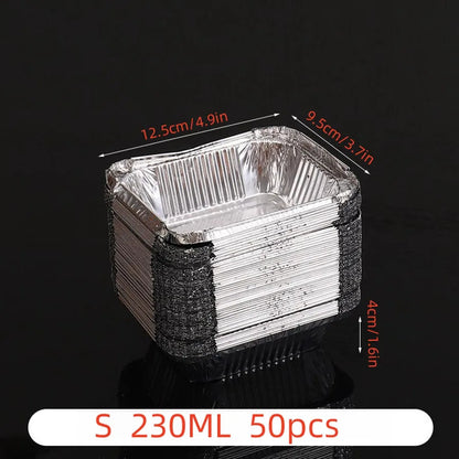 50pcs Disposable Aluminum Foil Pans – Various Sizes for Cooking, Baking, Heating, Storing & Food Prep